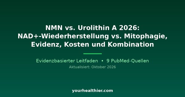 NMN vs. Urolithin A 2026: NAD+-Wiederherstellung vs. Mitophagie, Evidenz, Kosten und Kombination